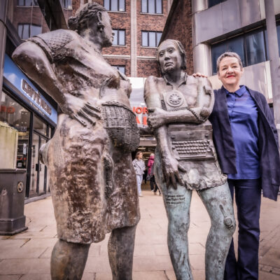 Louise Walsh With Her Statue To The Unknown Woman Worker