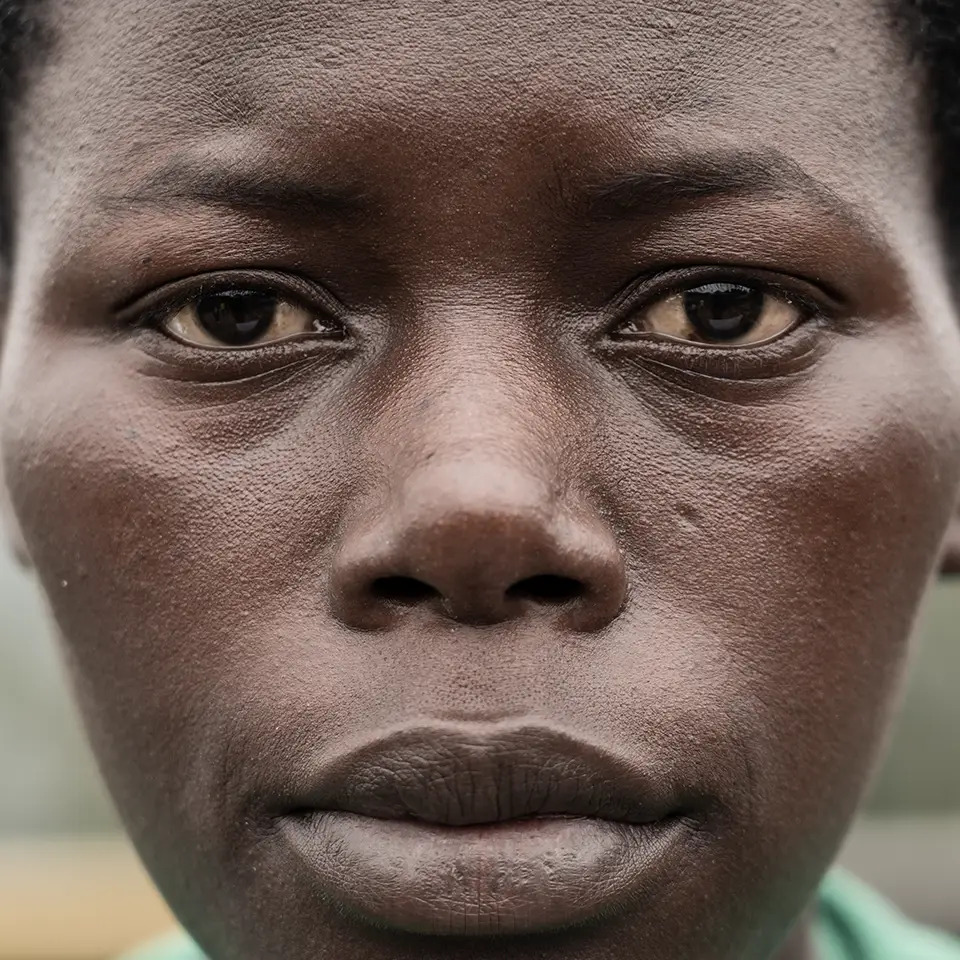 Close up portrait of African person with brown eyes