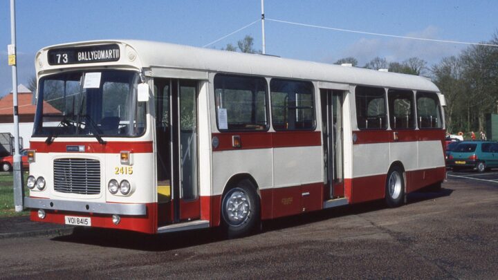 Following Citybus's takeover of the BCT undertaking in 1973 the standard bus was the Bristol RELL and many hundreds of the type were bought from 1975 onwards. 2415 was new in 1980 and withdrawn from service in 1995. She had 32 hard plastic seat Alexander bodywork with places for 21 standees - a figure often exceeded during rush hour! [credit: Raymond Bell]