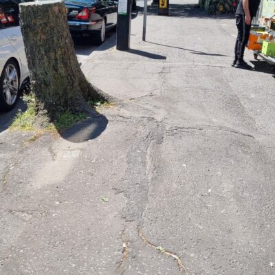 uprooted pavement   83 Dublin Rd
